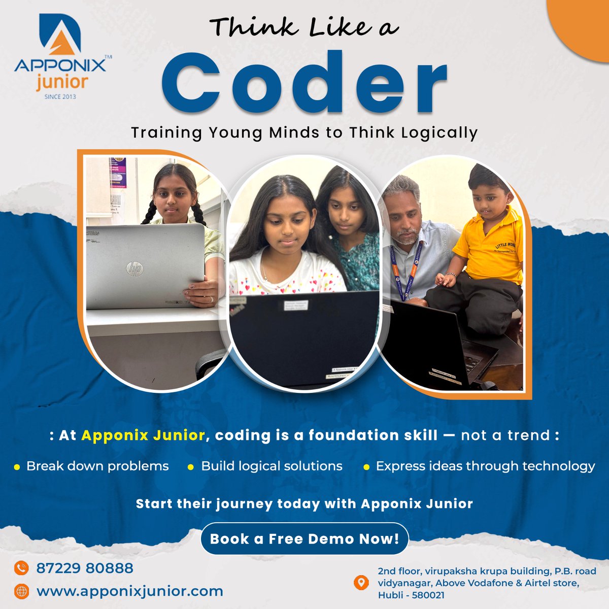 apponixjunior's tweet image. 👨‍💻 Think Like a Coder – Start Young 👩‍💻
At #ApponixJunior, we build future-ready minds through coding 🧠💻
🎯 Break problems
🧩 Build logic
💬 Express with tech
📍 Hubli | 🌐 apponixjunior.com
📞 87229 80888
🎁 Book a Free Demo
#KidsWhoCode #FutureCoders #STEMLearning