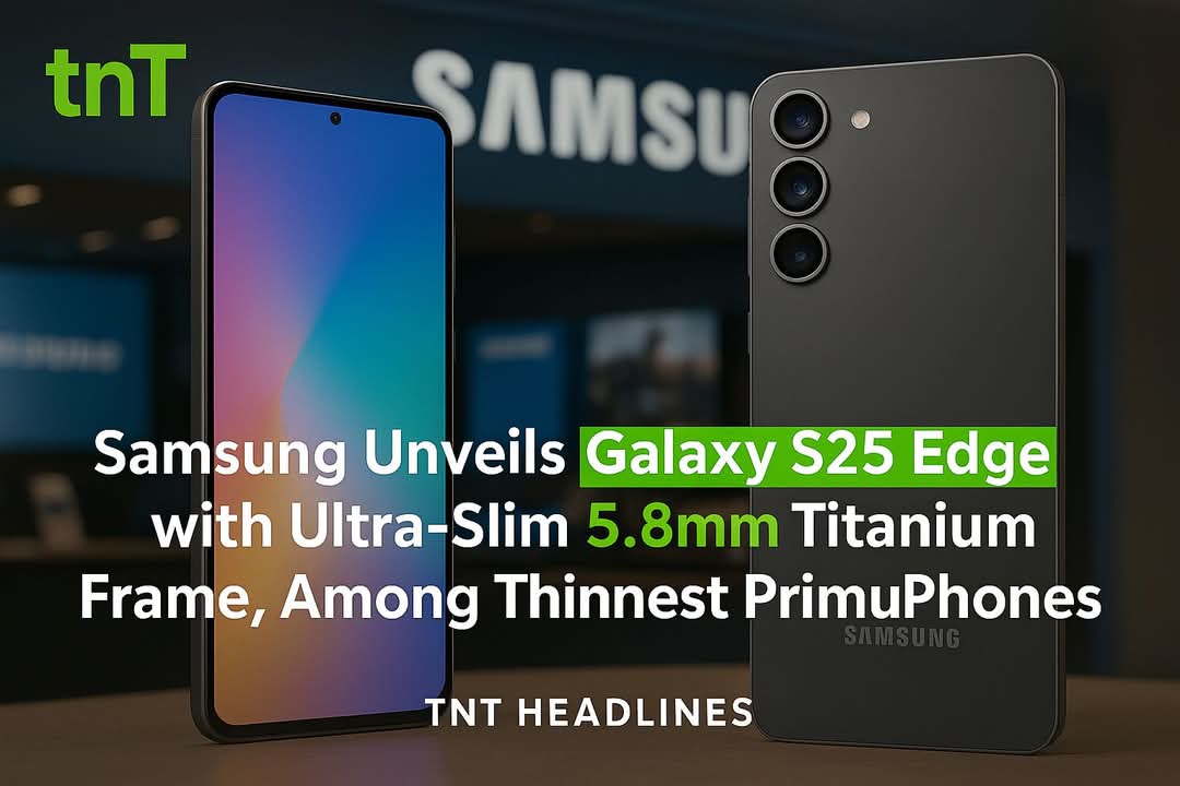 tnt_headlines's tweet photo. Samsung Unveils Galaxy S25 Edge with Ultra-Slim 5.8mm Titanium Frame, Among Thinnest Premium Phones

#GalaxyS25Edge #SamsungUnpacked #TechNews #UltraSlimPhone #TitaniumFrame #SmartphoneLaunch #BreakingNews https://t.co/4J9Is4RpCO
