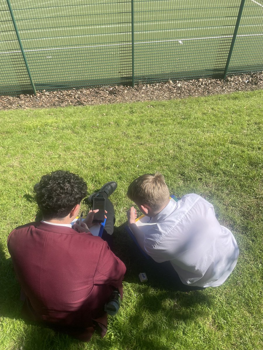 Some outdoor learning, completing Microsoft Forms revision on Simultaneous Equations and Similarity for Mr Eaglesham’s class ☀️😎