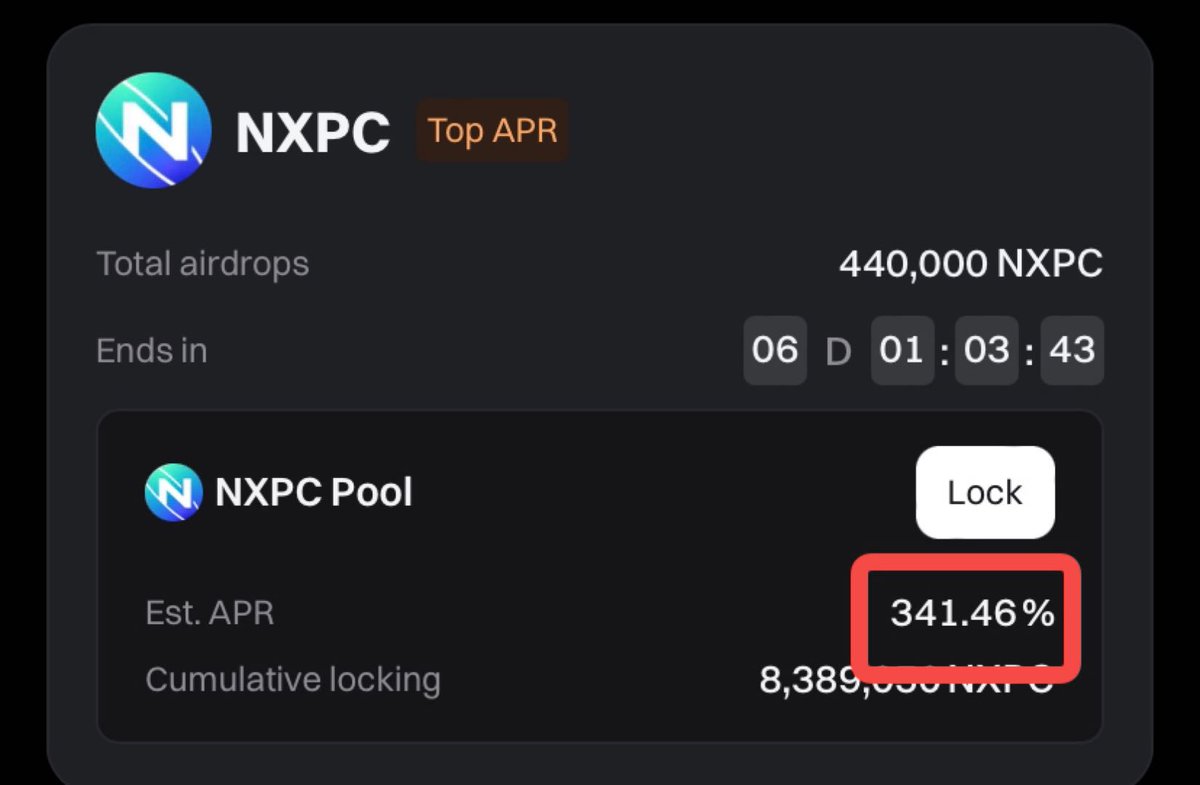 Jenny baby 🟣 (@baby_jennifer1) on Twitter photo <a href="/YapayZekaAI_/">Yapay Zeka (AI)🔶️</a> <a href="/BinanceTR/">Binance TR</a> <a href="/Nexpace_HQ/">NEXPACE</a> Crazy how much $NXPC is moving right now. If you’re holding 1000 NXPC, you can lock it on PoolX on #Bitget and earn 56 NXPC (about 160 USDT) in 6 days with 341% APR. No risk, just rewards
Definitely putting mine to work on Bitget <a href="/YapayZekaAI_/">Yapay Zeka (AI)🔶️</a> <a href="/BinanceTR/">Binance TR</a> <a href="/Nexpace_HQ/">NEXPACE</a> Crazy how much $NXPC is moving right now. If you’re holding 1000 NXPC, you can lock it on PoolX on #Bitget and earn 56 NXPC (about 160 USDT) in 6 days with 341% APR. No risk, just rewards
Definitely putting mine to work on Bitget