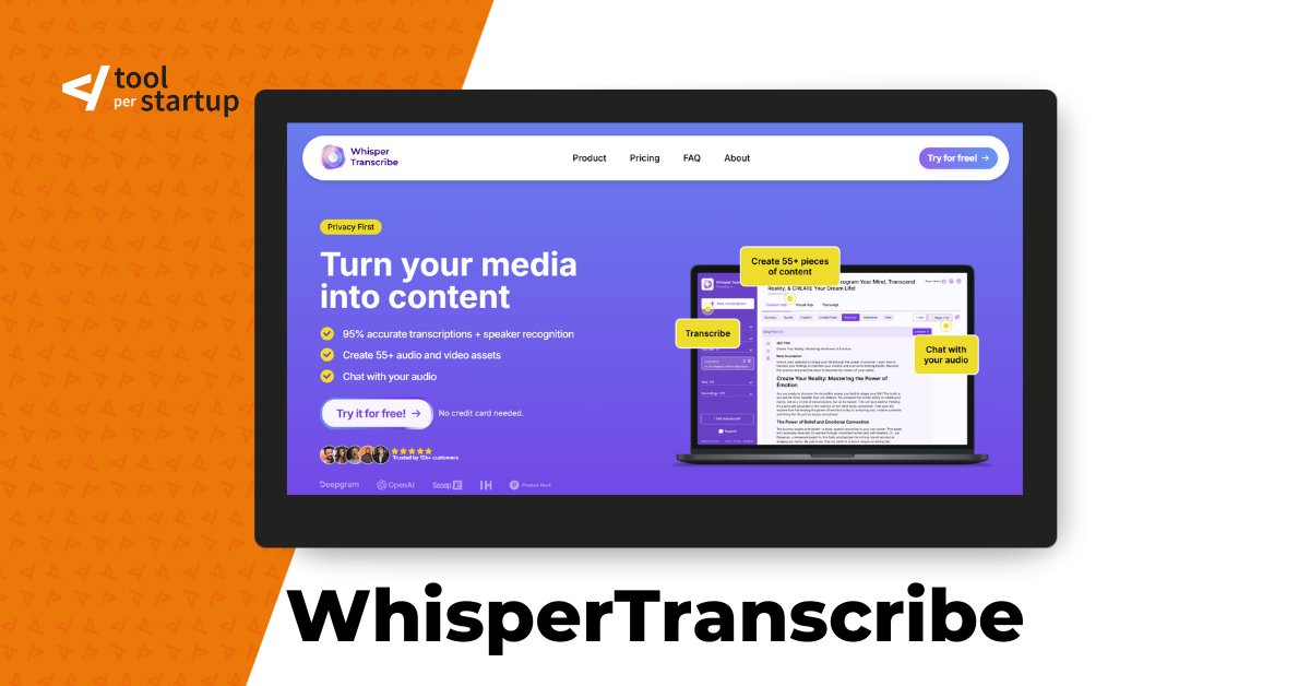 Trascrivere audio e video non è mai stato così semplice! Con WhisperTranscribe, puoi trasformare registrazioni in testo in pochi minuti, con precisione e supporto multilingue. Ideale per professionisti e aziende. Leggi l'articolo: toolperstartup.com/content-market…