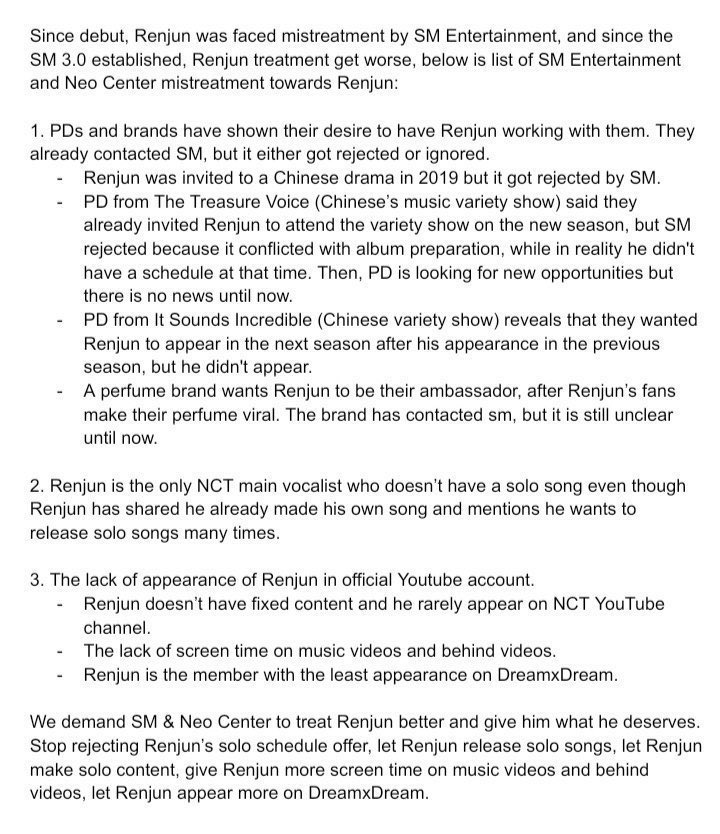 pinkycherieshh's tweet photo. for over 10 years since Renjun debuted as an artist, his solo works have been rejected by SM Ent. Why can't Renjun have solo works when others can?

Where is RENJUN SOLO WORK
@SMTOWNGLOBAL @NCTsmtown

#Treat_Renjun_Better
#Neo_Center_Wake_Up https://t.co/M9FFhOqA94