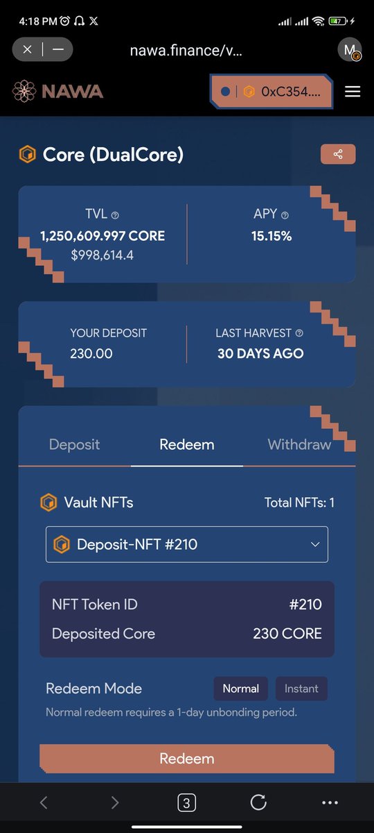 RahmanMaymun's tweet photo. @NawaFinance how to redeem my core......? 
What is NFT #210.......? https://t.co/7Z34oAa5qx