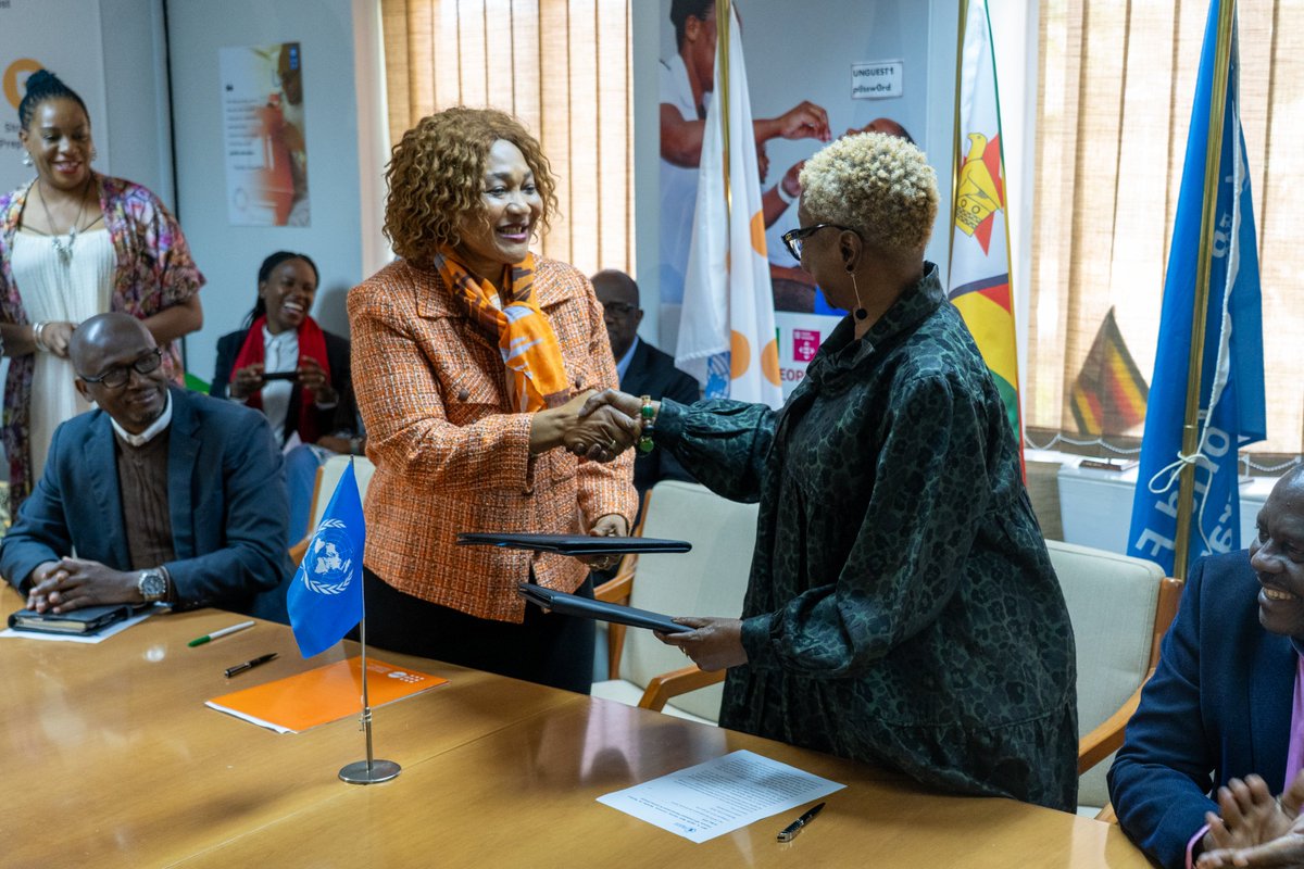 WFP_Zimbabwe's tweet image. Progress is driven by partnerships. @WFP believes that achieving #ZeroHunger means getting everyone on board. Today marked a pivotal step forward. We signed an MoU with @UNFPA_Zimbabwe to strengthen collaboration and amplify our impact on the communities we serve.