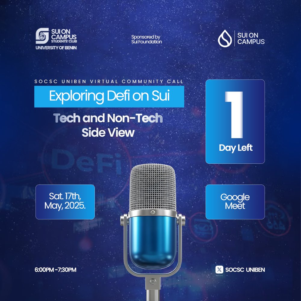 SOCSC Uniben.sui (@socscuniben) on Twitter photo LAST CALL <a href="/socscuniben/">SOCSC Uniben.sui</a>'s virtual event is TOMORROW!
We've got 1 day left to go!
Don't miss out on our Defi discussion..
Bring your questions and get ready for answers
Register here: lu.ma/nbrkjlrv LAST CALL <a href="/socscuniben/">SOCSC Uniben.sui</a>'s virtual event is TOMORROW!
We've got 1 day left to go!
Don't miss out on our Defi discussion..
Bring your questions and get ready for answers
Register here: lu.ma/nbrkjlrv