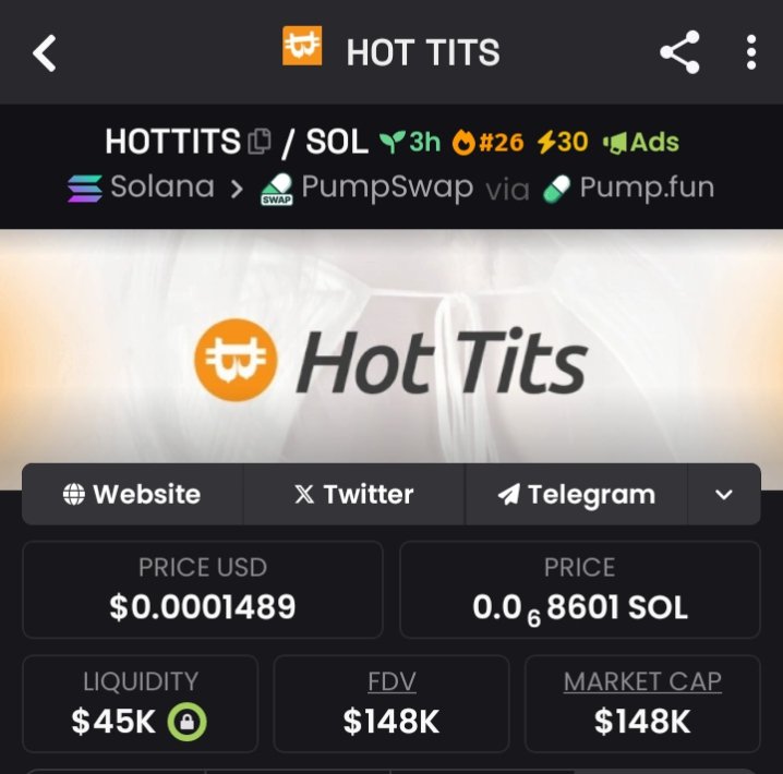 chain__edge's tweet photo. My team Jumped into $HOTTITS at $148k Mcap ๐
Ca;QkPwRjjpSsVgKZSDNYsYkmMx8JVEgiKNbupiJihpump
#HOTTITS https://t.co/hzZVDxLlYg