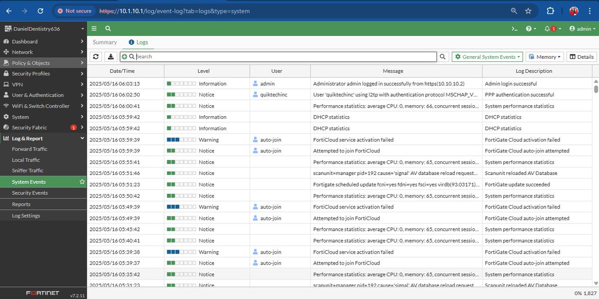 Quiktechinc's tweet photo. Configuring VPN services and security policies to prevent dDOS attacks and unwanted administrative log in attempts. (To protect the integrity of my clients network some information has been redacted and IT managed service example may be vague). https://t.co/ZsyLQK0gRP