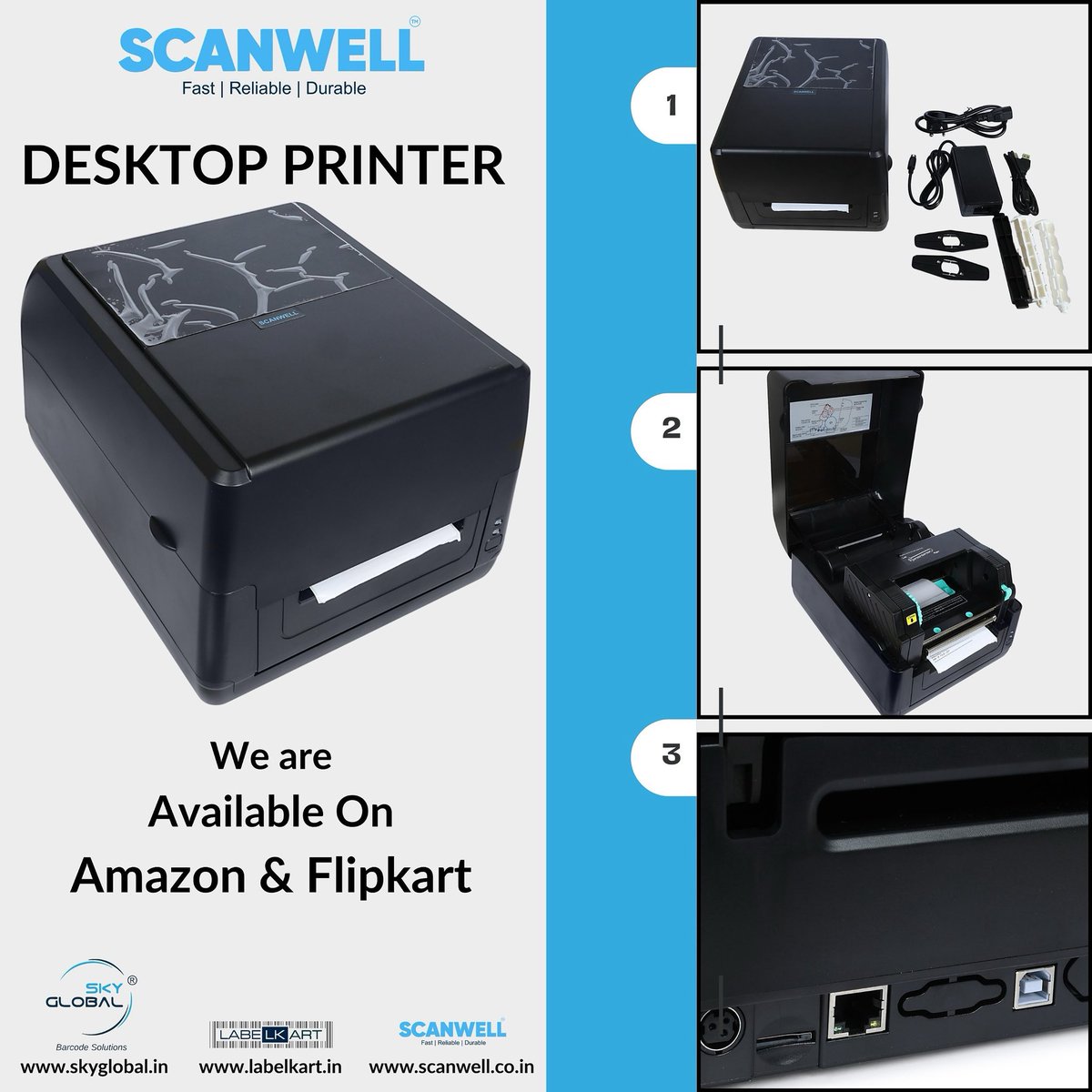 SkyGlobalIndia's tweet photo. The Scanwell Desktop Barcode Printer is a reliable and efficient solution designed to meet the labeling needs of small to medium-sized businesses.✨

#labelkart #skyglobal #skyglobalpvtltd #Scanwell, #ScanwellPrinter, #BarcodePrinter, #DesktopPrinter, #InventoryManagement https://t.co/aLZo1AMFmM