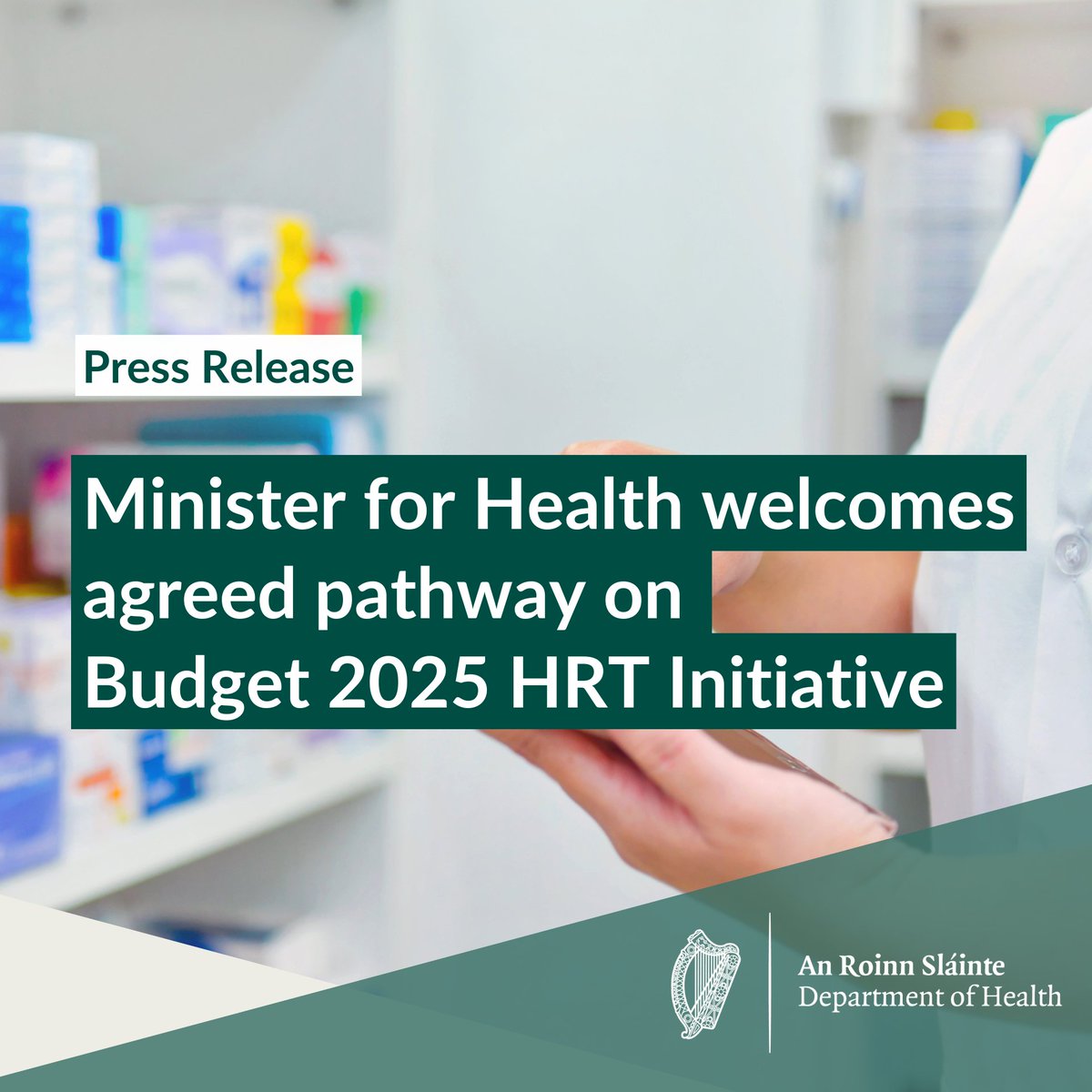 Department of Health (@roinnslainte) on Twitter photo Minister <a href="/CarrollJennifer/">Jennifer Carroll MacNeill TD</a> is delighted to announce that she has reached an agreement with the IPU on a way forward for the HRT initiative to proceed with the support of the IPU and their members.
gov.ie/en/department-⦠Minister <a href="/CarrollJennifer/">Jennifer Carroll MacNeill TD</a> is delighted to announce that she has reached an agreement with the IPU on a way forward for the HRT initiative to proceed with the support of the IPU and their members.
gov.ie/en/department-ā¦