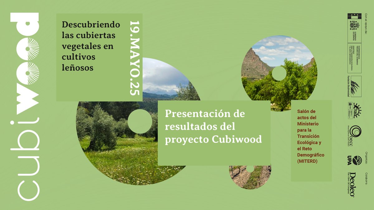 🎯El próximo lunes presentamos los resultados del proyecto #CUBIWOO en el <a href="/mitecogob/">Transición Ecológica y Reto Demográfico</a>. 
Descubriremos cómo las cubiertas vegetales 🌿mejoran la salud del suelo y contribuyen a la mejora de la estructura de los suelos y reducen la erosión, entre otras posibilidades.