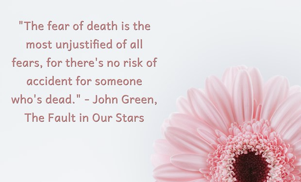 Den1c3k's tweet photo. "The fear of death is the most unjustified of all fears, for there's no risk of accident for someone who's dead." - John Green, The Fault in Our Stars #knihy https://t.co/MYbXXsYQ9l