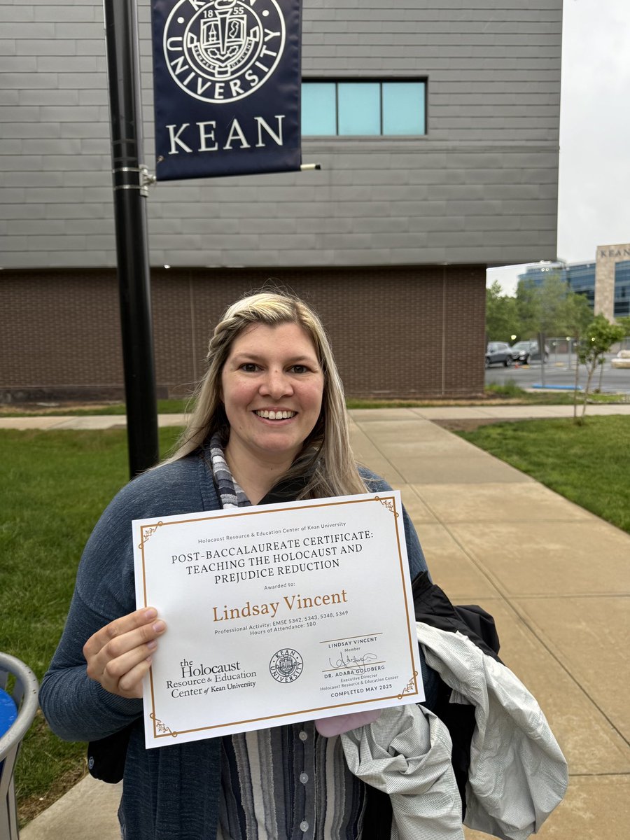 Congratulations to Ms. Vincent on completing a prestigious two-year post-baccalaureate program in Holocaust education and prejudice reduction at Kean University! Her dedication to fostering empathy, understanding, and historical awareness inspires us all. ❤️🤍 #ThisRaiderRocks