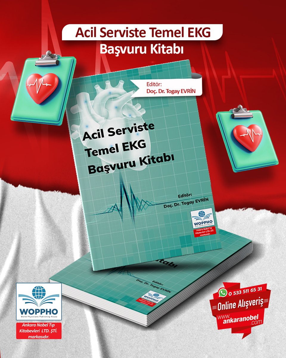 NobelTipKitabev's tweet photo. Yeni: Acil Serviste Temel EKG Başvuru Kitabı
Editör: Doç. Dr. Togay Evrin
Kardiyak acillerde EKG, sadece bilgi değil hayat kurtarıcı bir beceridir.
Ritim bozuklukları, iskemiler ve vaka bazlı anlatımlarla acil tıp için ideal rehber!
#AcilTıp #EKGKitabı #AnkaraNobelTıpKitabevleri https://t.co/6EFFTtODwE