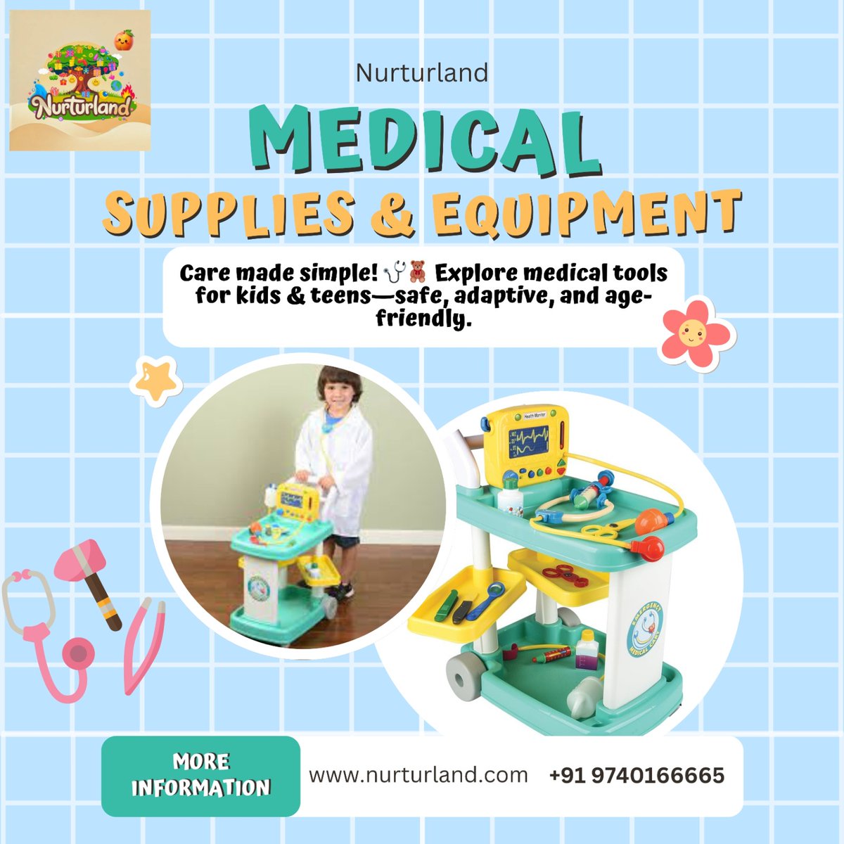 NurturLand's tweet photo. 👩‍⚕️🧒 Explore the world of care with Nurturland’s medical supplies for kids &amp; teens! 🩺 Safe, adaptive &amp; age-friendly equipment that makes learning fun and meaningful. 🚑

#Nurturland #KidsMedicalToys #ChildDevelopment #PretendPlay #SafeLearning #AdaptiveTools #EarlyEducation https://t.co/TXjW2MdBXl