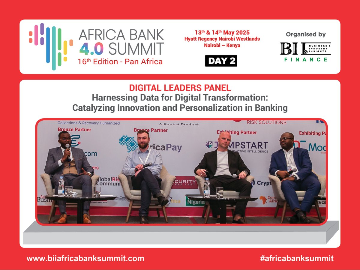And we closed the 16th Africa Bank 4.0 Summit with the Digital Leaders Panel. 

Moderator: Hartnell Ndungi | Absa Group

Panelists:
•Adewale Salami | First Bank of Nigeria
•Mikhail Marchenko | JuicyScore
•Cornel Dixon | Plumery