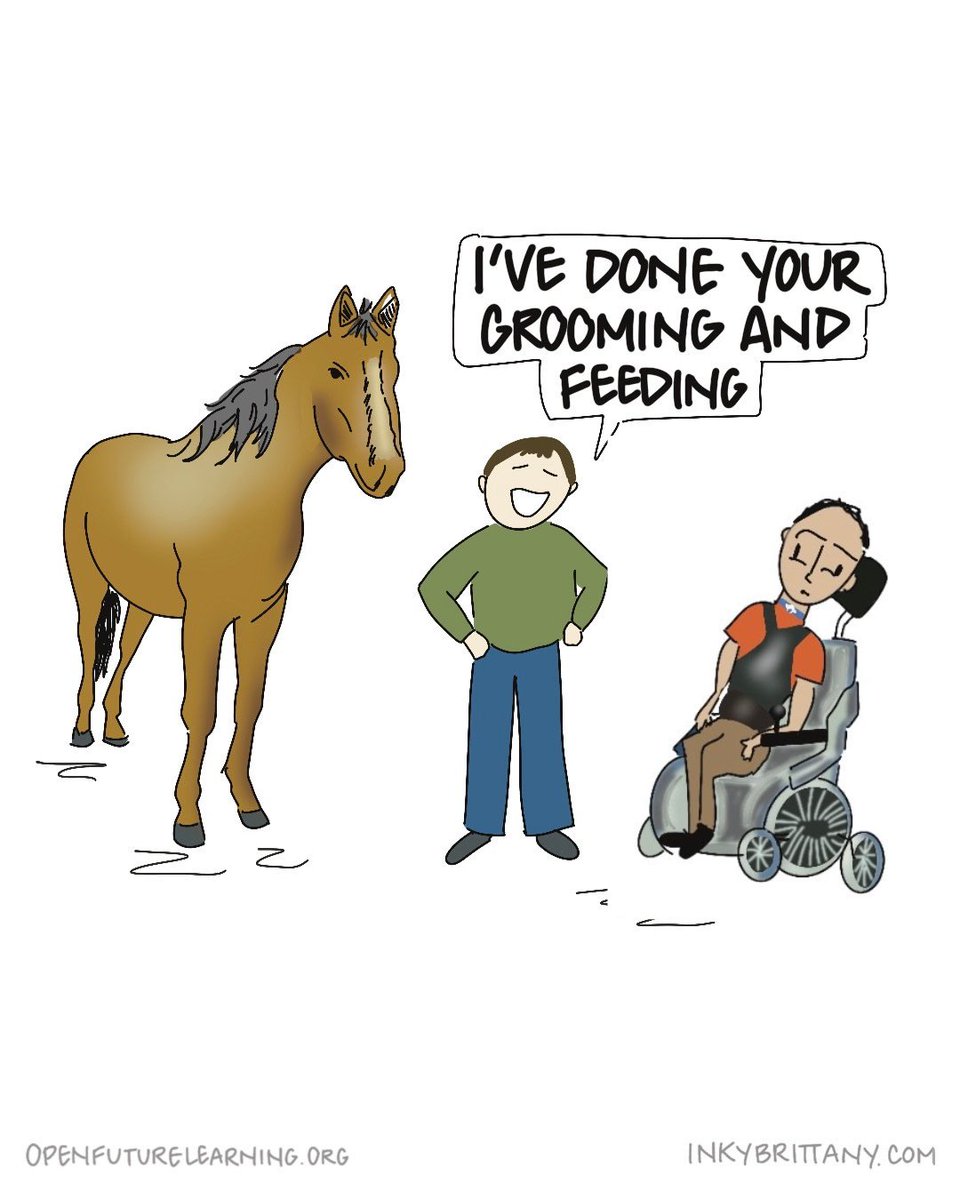 If it's not clear whether you are talking about a horse or a person it's a sign to be more thoughtful about your words! 
Words have power, let’s use them wisely. Instead use everyday language like "I helped John to eat his breakfast." Welcome to Words Matter written by Nina Tame.