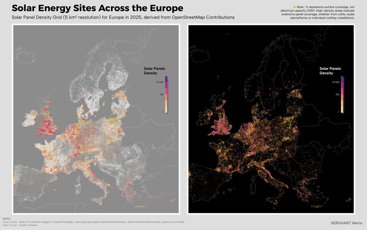 Europe’s 2025 solar panel coverage map 5 km² resolution ⚠️ Shows ...