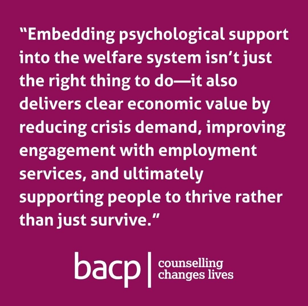 Terrible mixed messaging from <a href="/BACP/">BACP</a> 

Yes, let’s mix up therapy with pushing people into work - what could possibly go wrong?

They've clearly not consulted survivors

Hoping for some work contracts?

bacp.co.uk/news/news-from…

Shame on you