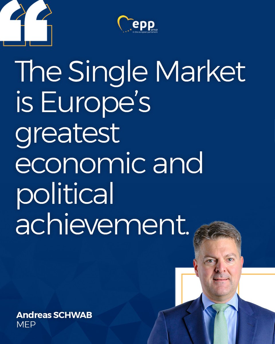 EPPGroup's tweet image. MEP @Andreas_Schwab:

To secure Europe’s competitiveness, we must now move quickly from words to action. In the current tense economic and geopolitical context, Europe's best asset is its #SingleMarket.