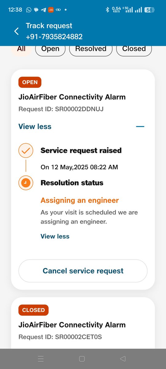 avthakka's tweet photo. Does your company seem to be able to allocate technicians to resolve complaints registered even after six days? It is a great shame that Mukesh Ambani's world-class company is in such a bad condition.@JioCare @reliancejio @_MukeshAmbani @Guj_LSA_DoT_MoC https://t.co/kFVLXZyF5x