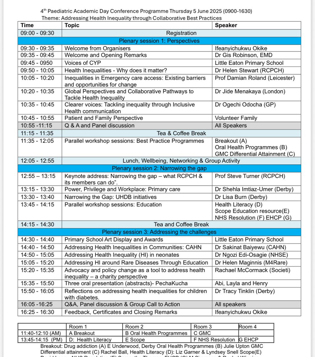 T-21 days to our 4th Paediatric Academic Day Conference in Derby 
5th June 2025 09-1630!
Final programme below. Flyer to register if you haven’t do so. Don’t miss out!