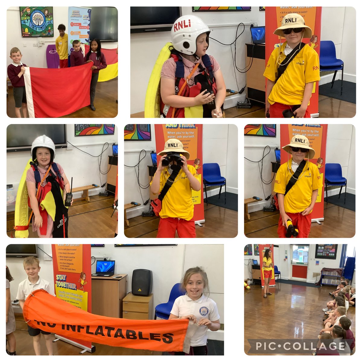 Upper school have had a lovely assembly today from the RNLI to learn all about water safety 🌊 🏖️ ☀️ Some of us were lucky enough to dress up as lifeguards! #rnli #watersafety #beach #summer
