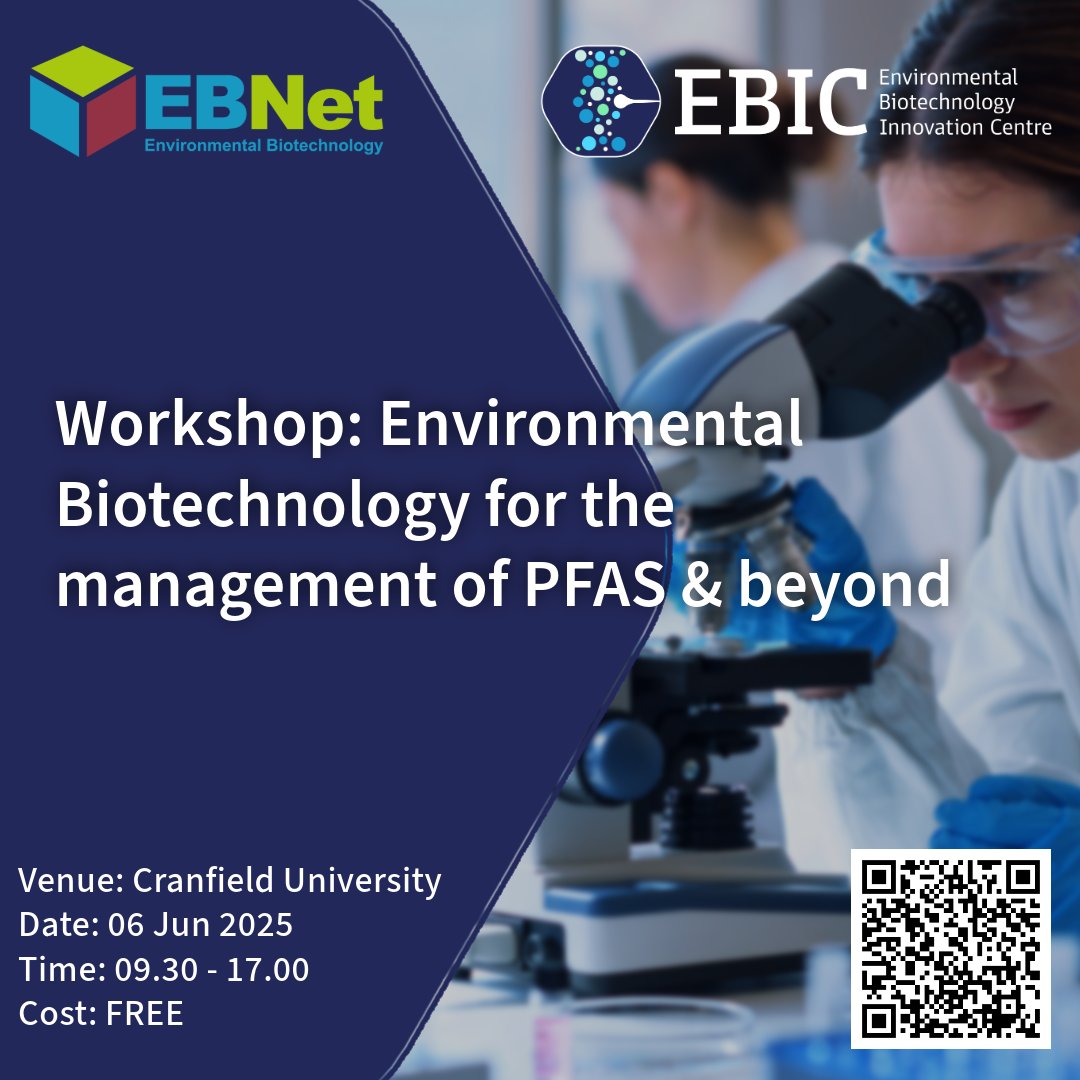 EBIC (@ebic_hub) on Twitter photo We're so excited for our upcoming (FREE!) workshop - Environmental biotechnology for the management of #PFAS & beyond.
Join us <a href="/CranfieldUni/">Cranfield University</a> on 6th June to explore leveraging cutting-edge engineering biology to address environmental problems.
🔗tinyurl.com/d2pwjv7d We're so excited for our upcoming (FREE!) workshop - Environmental biotechnology for the management of #PFAS & beyond.
Join us <a href="/CranfieldUni/">Cranfield University</a> on 6th June to explore leveraging cutting-edge engineering biology to address environmental problems.
🔗tinyurl.com/d2pwjv7d