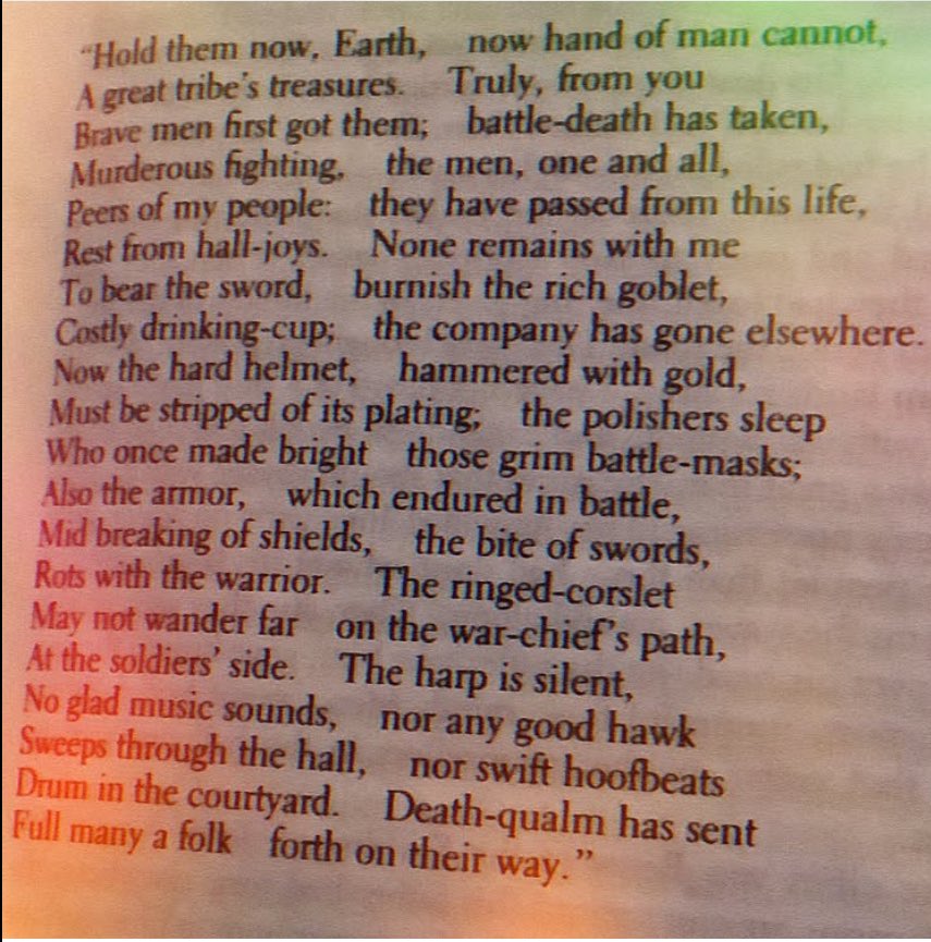 DARPA21's tweet image. My favorite piece of Literature from Beowulf: The Last Survivors Speech.