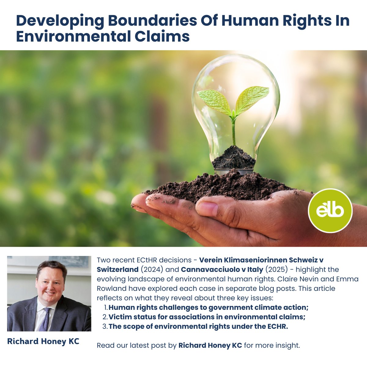 EnvLaw_Blog's tweet image. New from #ELB: @RichardHoney breaks down two #ECtHR decisions - Klimaseniorinnen v Switzerland &amp;amp; Cannavacciuolo v Italy - and what they mean for human rights in environmental law.

🔗 lnkd.in/e683jimi
📩 lnkd.in/eX6CStUw
#EnvironmentalLaw #HumanRights #LegalUpdate