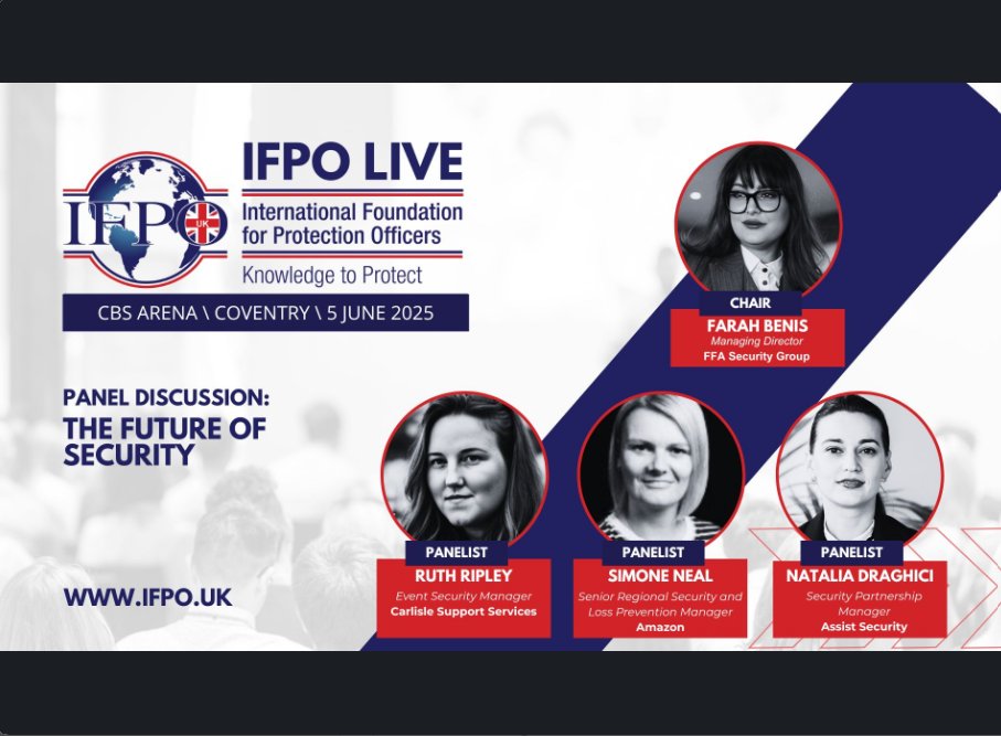 INTERESTED in the Future of Security? Attend the IFPO Live conference on June 5th in Coventry, England!

Don’t miss it – register now: westernbusiness.eventscase.com/attendance/eve…