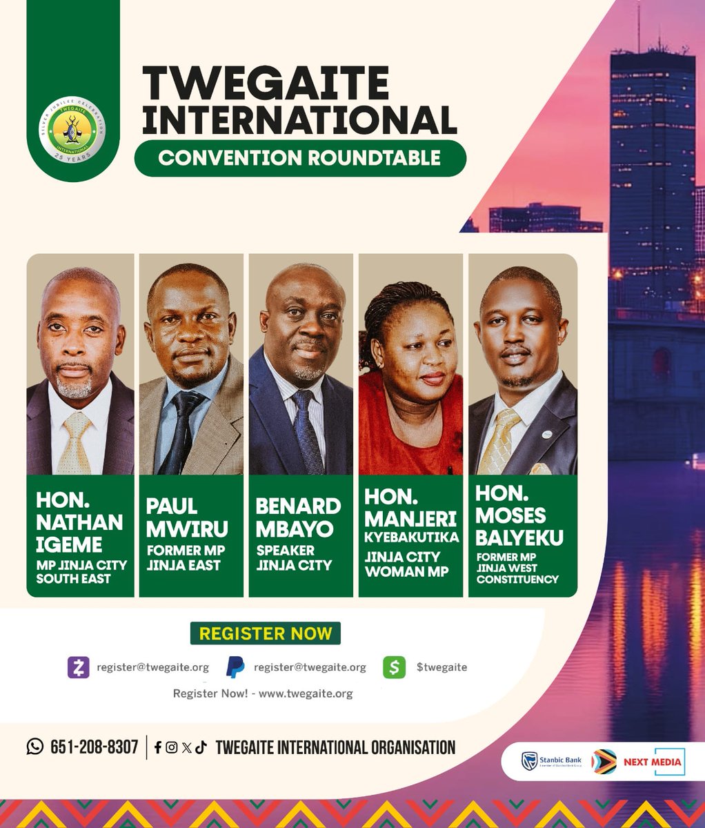 ToutMedia's tweet photo. One stage with all the top incredible leaders from Busonga region on one stage. This is an incredible moment to discuss the social and economic progress of the Busoga Region. Come be part of #TwegaiteIntl2025. Register now  via https://t.co/bwcau3asvS 
#TwegaiteIntlAt25 https://t.co/ok4Hiw4Ooq