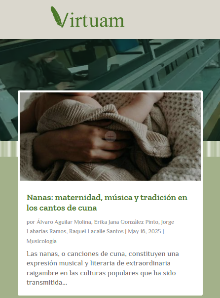 Nos complace compartir la publicación de un nuevo artículo en la plataforma Virtuam de Álvaro Aguilar Molina, Erika Jana González Pinto, Jorge Labarías Ramos y Raquel Lacalle Santos, de la asignatura "Música y Estudios de Género"  👇virtuam.net/2025/05/16/nan…