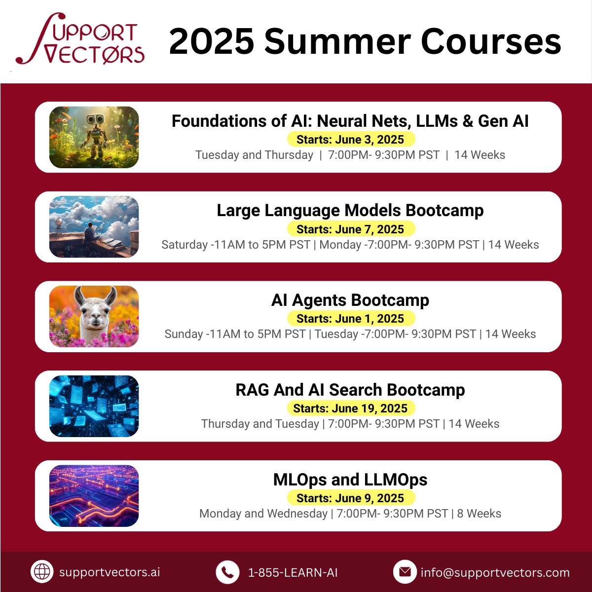 supportvectors's tweet image. We're excited to announce our Summer 2025 Courses at SupportVectors, starting the first week of June. These courses combine in-depth theoretical foundations with hands-on lab sessions, giving you a comprehensive understanding of both the principles and the practical skills needed…