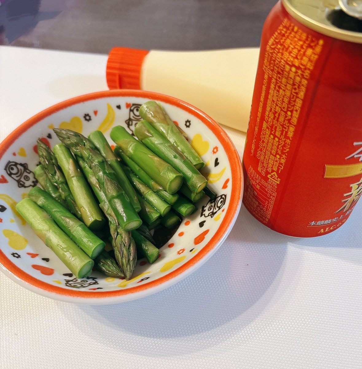 今日はいただきもののビールとアスパラ！

あとはざる蕎麦！