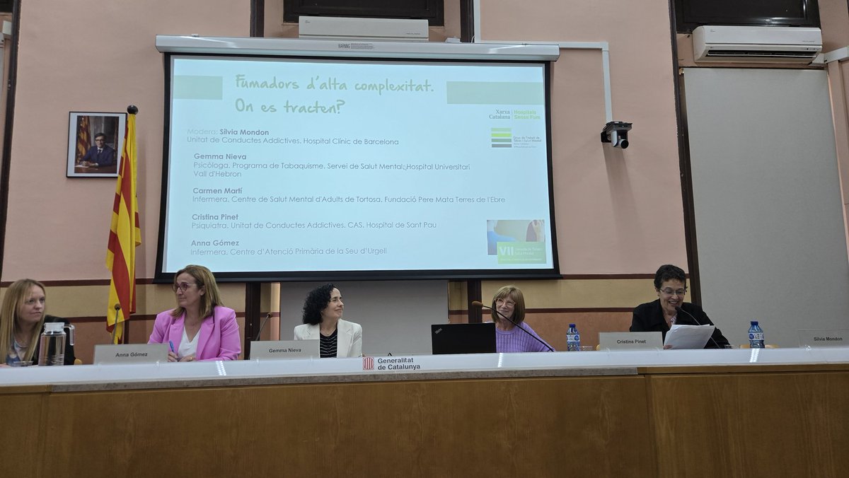 Anna Riccobene (@riccobenea68819) on Twitter photo Taula rodona. Fumadors d'alta complexitat. On es tracten? Amb grans companyes. Modera Sílvia Mondón. Amb Cristina Pinet, Gemma nieva, Anna Gómez i Carmen Martí. #VIIJornadadeTabaciSalutMental
<a href="/CNPT_E/">CNPT</a> <a href="/ICO_oncologia/">Institut Català d'Oncologia</a> <a href="/idibell_cat/">IDIBELL</a> <a href="/scattsocietat/">SCATT</a> <a href="/SEDEToficial/">SEDET</a> <a href="/TobControlUnit/">Tobacco Control Unit (ICO-IDIBELL)</a> Taula rodona. Fumadors d'alta complexitat. On es tracten? Amb grans companyes. Modera Sílvia Mondón. Amb Cristina Pinet, Gemma nieva, Anna Gómez i Carmen Martí. #VIIJornadadeTabaciSalutMental
<a href="/CNPT_E/">CNPT</a> <a href="/ICO_oncologia/">Institut Català d'Oncologia</a> <a href="/idibell_cat/">IDIBELL</a> <a href="/scattsocietat/">SCATT</a> <a href="/SEDEToficial/">SEDET</a> <a href="/TobControlUnit/">Tobacco Control Unit (ICO-IDIBELL)</a>