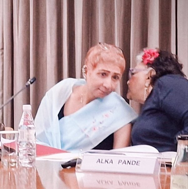 "Souza liberated himself (through his women) and made them sing"  
- FN Souza: The Archetypal Artist 

 IIC Delhi panel discussion 03 May 2025

 Alka Pande &amp; me ....two strong feminist (Souza) women, who teamed up and delivered a weighty punch on the panel.
