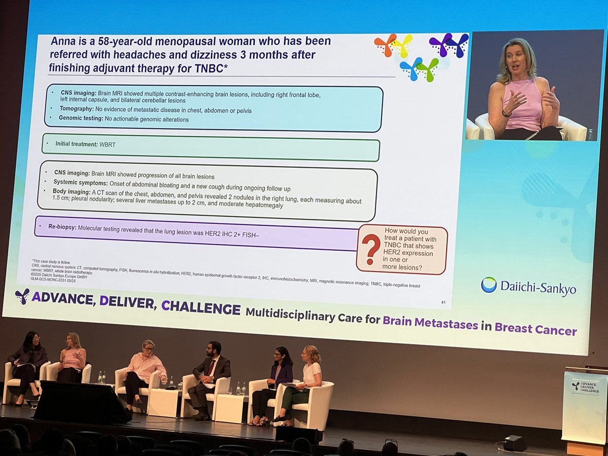 Janice Cowden (@janicetnbcmets) on Twitter photo How often does receptor conversion occur between primary BC tumor & BCBM? <a href="/nlinmd/">Nancy Lin, MD</a> asks panel how often re-biopsy is done? <a href="/christeeny513/">Christine Hodgdon</a> mentions patients may also fear post surgical “seeding” ( discussed in LMD session earlier today).
#ESMOBreast25 How often does receptor conversion occur between primary BC tumor & BCBM? <a href="/nlinmd/">Nancy Lin, MD</a> asks panel how often re-biopsy is done? <a href="/christeeny513/">Christine Hodgdon</a> mentions patients may also fear post surgical “seeding” ( discussed in LMD session earlier today).
#ESMOBreast25