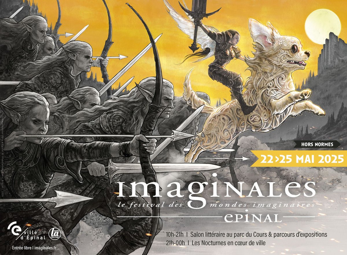 Épinal! Nous serons présents au festival des Imaginales du vendredi 23 au dimanche 25 mai! Avec une exposition dans le parc, une table ronde sur le Metal le samedi soir et des séances de dédicaces. On espère vous y croiser!
 imaginales.fr