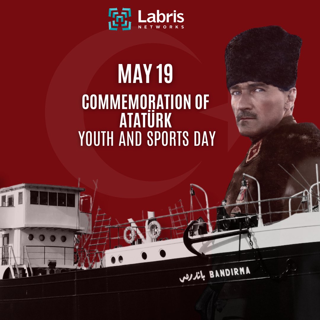 LabrisNetworks's tweet image. We commemorate this meaningful day when Gazi Mustafa Kemal Atatürk initiated the national struggle by landing in Samsun - along with his trust in the youth and his faith in the future.
We respectfully celebrate the Commemoration of Atatürk, Youth and Sports Day on May 19.
#May19