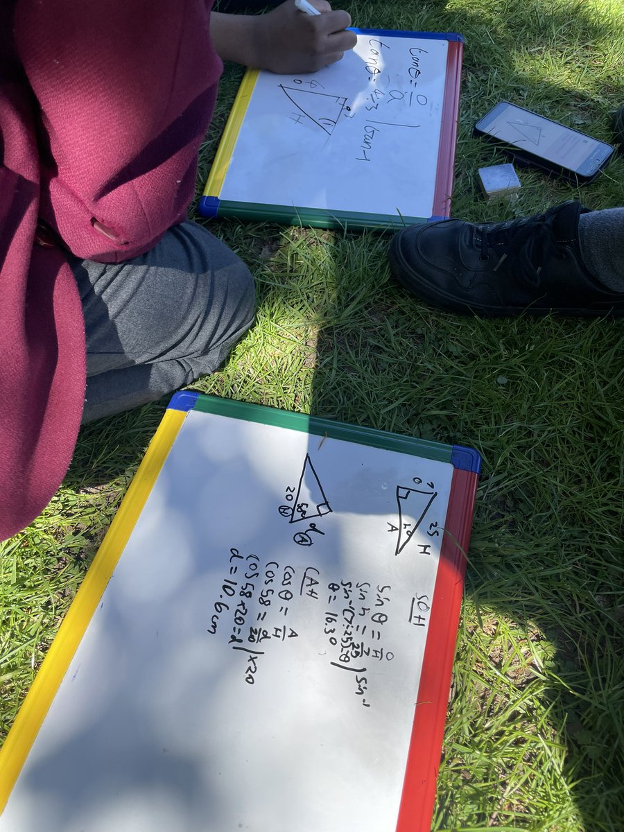 More outdoor learning, this time for S2. They are revising Trig in preparation for the Final Assessment next week ☀️😎