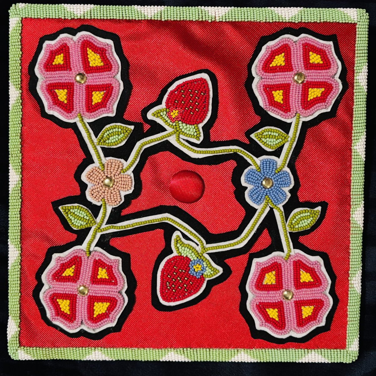 Been working on this graduation cap for 2 weeks. So thrilled how it turned out.. it’s my first time doing beadwork on the cap. It’s for my little cousin who is achieving this amazing milestone tomorrow. #beadwork #INDIGENOUS  #meskwaki