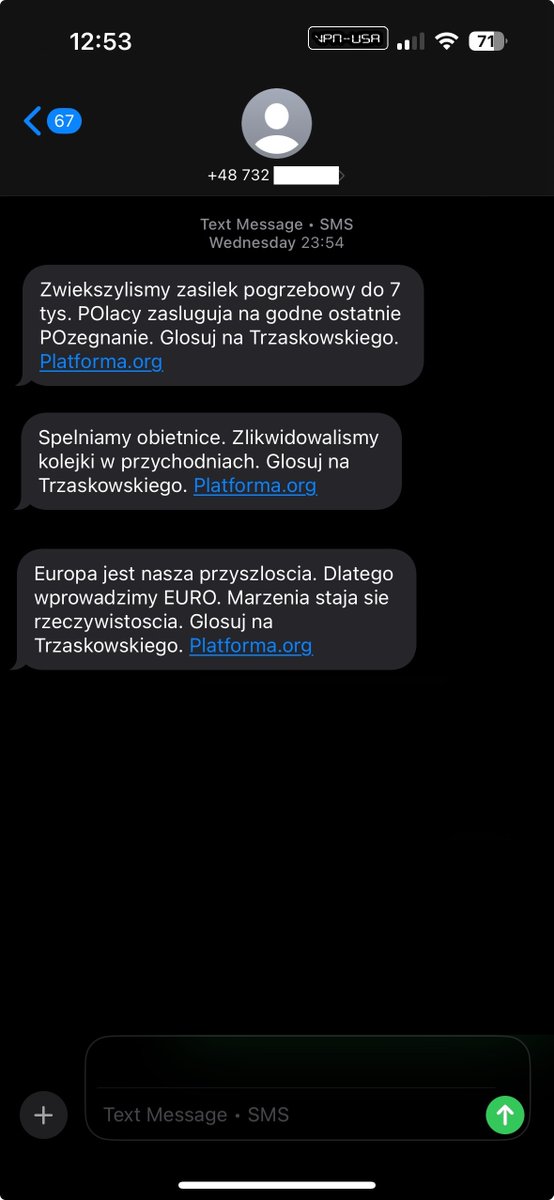 Złożyłem zawiadomienie do prokuratury na okoliczność otrzymania tych SMS-ów.

Zobaczymy, już wkrótce, kto za tę "kampanię" odpowiadał.

#platformaobywatelska #Trzaskowski2025 #oszusci #Klamcy #Manipulanci #Rumunia #bekazpodludzi #spam #Polityka