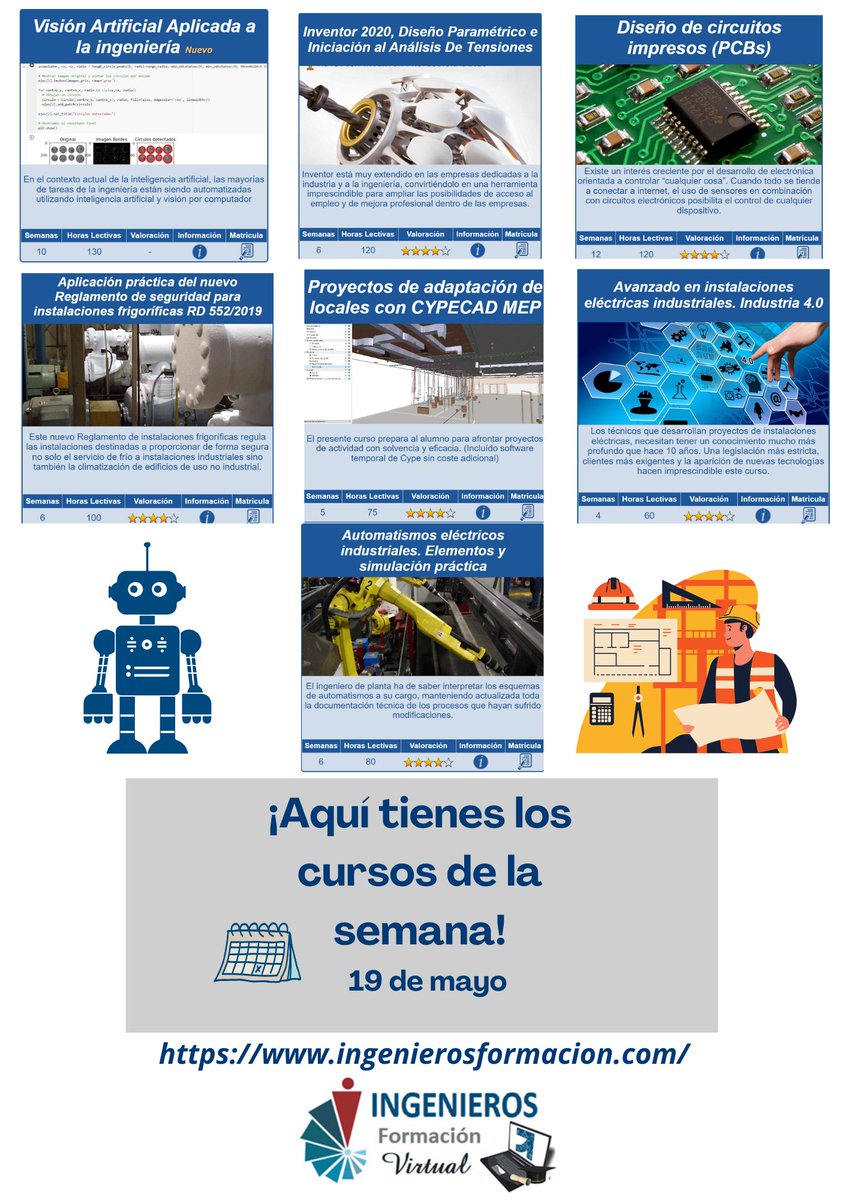 🎓 ¡Jueves de formación en COGITI! 🙌🏻

¿Ya has visto los cursos que arrancan la semana del 19 de mayo?

👉🏻 ¡Las inscripciones ya están abiertas y los cupos vuelan!

🔗 Inscríbete:
ingenierosformacion.com//