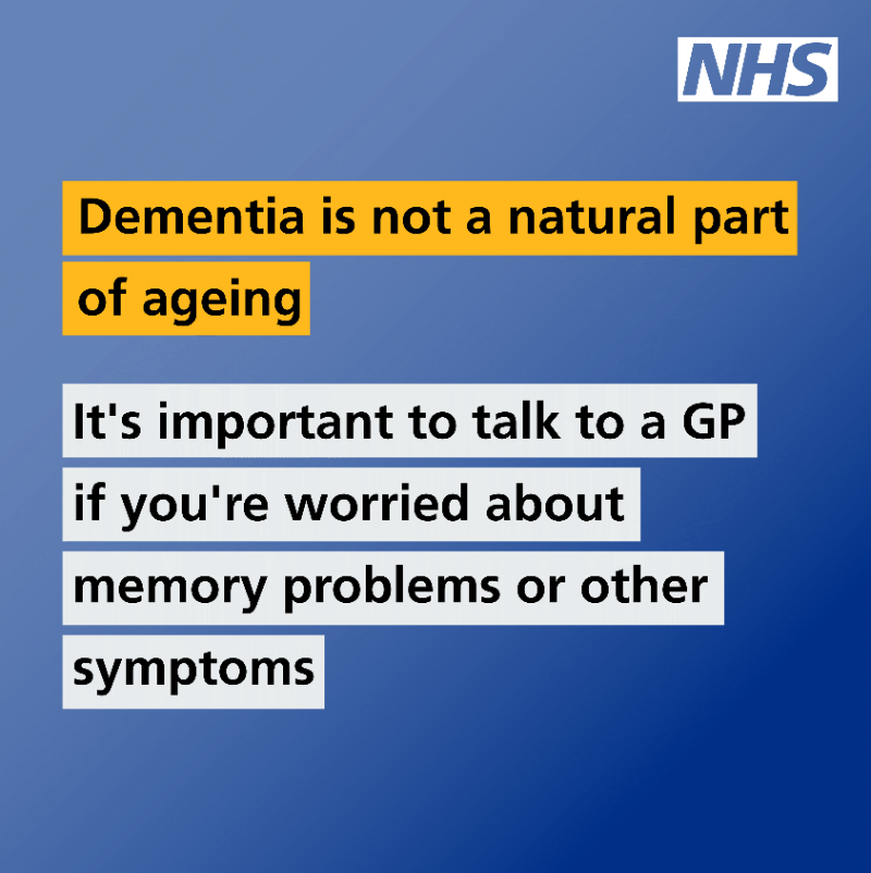 NHSuk's tweet photo. Different types of dementia can affect people differently, and everyone will experience symptoms in their own way.

However, there are some common early symptoms that may appear some time before a diagnosis of dementia.

https://t.co/UTSBlj1B0Z  

#DementiaActionWeek