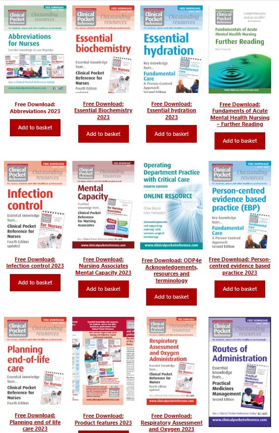 ClinicalPocket's tweet photo. Did you know about our list of free downloads? Whether you want to access them all or focus on a specific subject, they are available to you on our website!  Link in bio 😎

#nurse #nurses #studentnurse #nursing #nursingassociate #mentalhealthnurse #communitynurse https://t.co/AH06cn441B