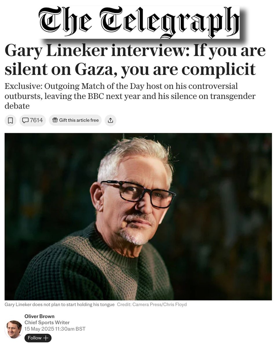 I agree with Gary. Silence is complicity. 18k children have been killed in Palestine by the Israel army since Oct 7th - 50k civilians killed, 100k wounded. Israel uses Famine as a weapon of war - imposing a total blockade of food and medicine into this occupied territory.
