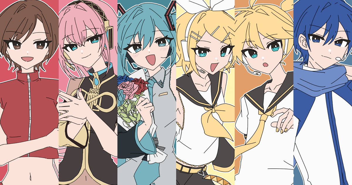 初音ミク「インフィニート! / 初音ミク、鏡音リン、鏡音レン、巡音ルカ、KAITO、MEI」|檀上大空のイラスト