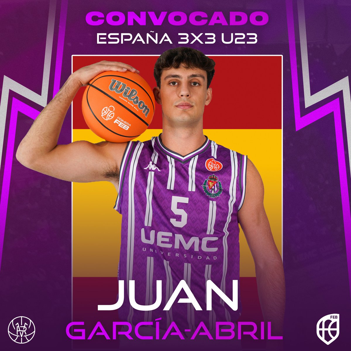 🇪🇸 Juan GARCÍA-ABRIL repite y es convocado con la #U23M3x3 de #LaFamilia para preparar los próximos compromisos internacionales de la selección.

👏 ¡Enhorabuena y a disfrutar de la experiencia!

🔗 realvalladolidbaloncesto.es/juan-garcia-ab…

<a href="/UEMC/">UEMC</a> #PucelaBasket