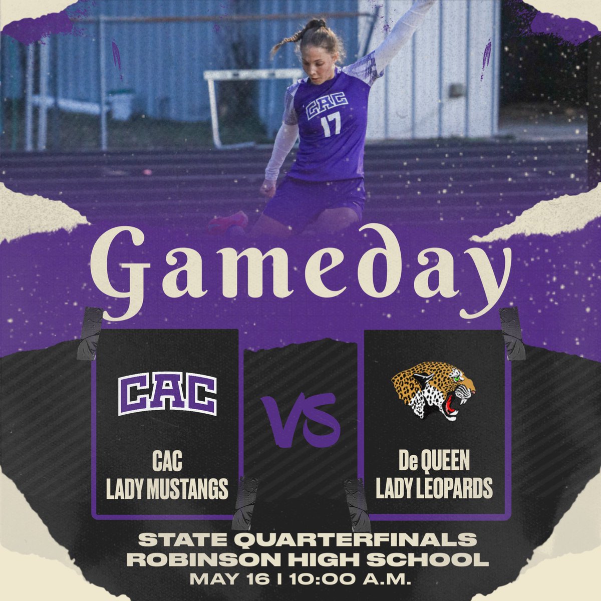 A State Quarterfinal match-up for the Lady Mustangs today! We take on De Queen at Robinson High School! Kickoff at 10 a.m.! Tickets available at GoFan and livestream available on YouTube! #gomustangs #LMP