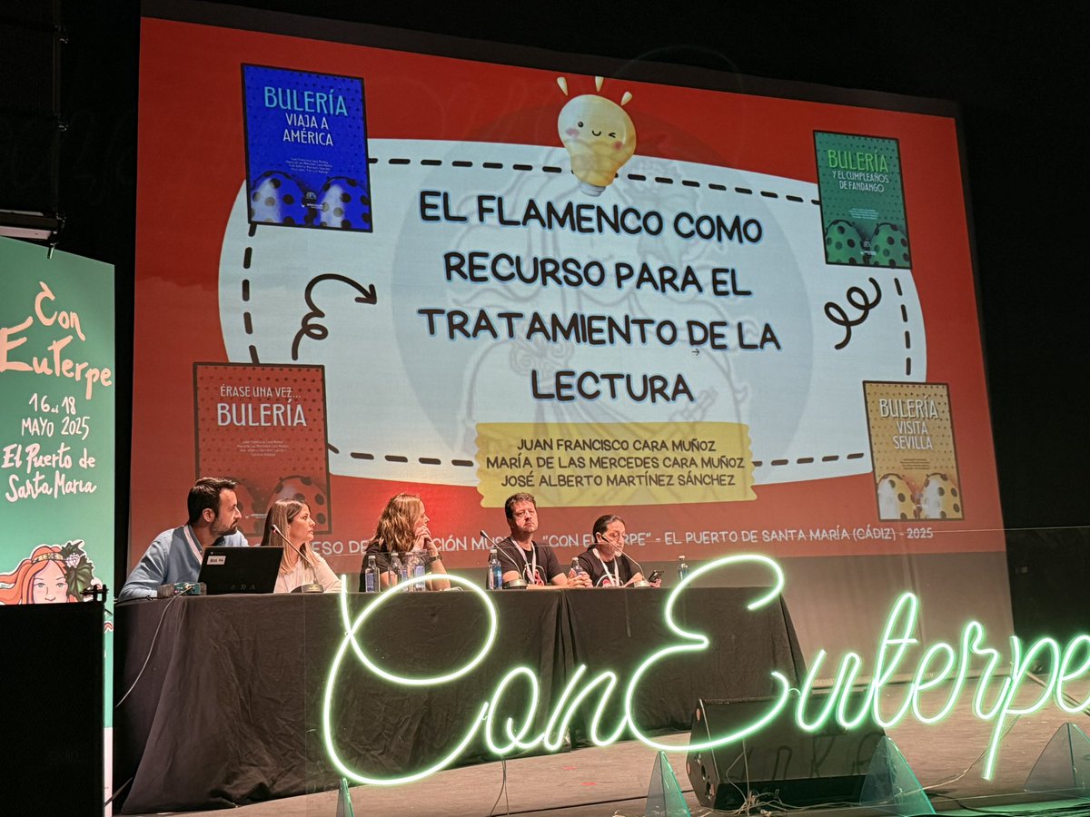 Grandes experiencias y recursos de interés en la primera mesa de #comunicacionesdinámicas de #coneuterpe25 🖖🏻 sobre experiencias de #flamencoenelaula 💃👏 de @flamenkole_jerez y @cuentoinfantil_buleria

#YoConEuterpe 
#nosimportalamúsica